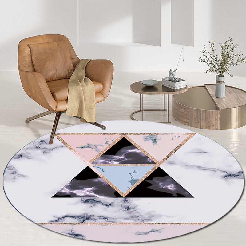 Abstract Printed Area Rug Polyster Non-Slip Backing Round Carpet Bedroom Modern Indoor Rug