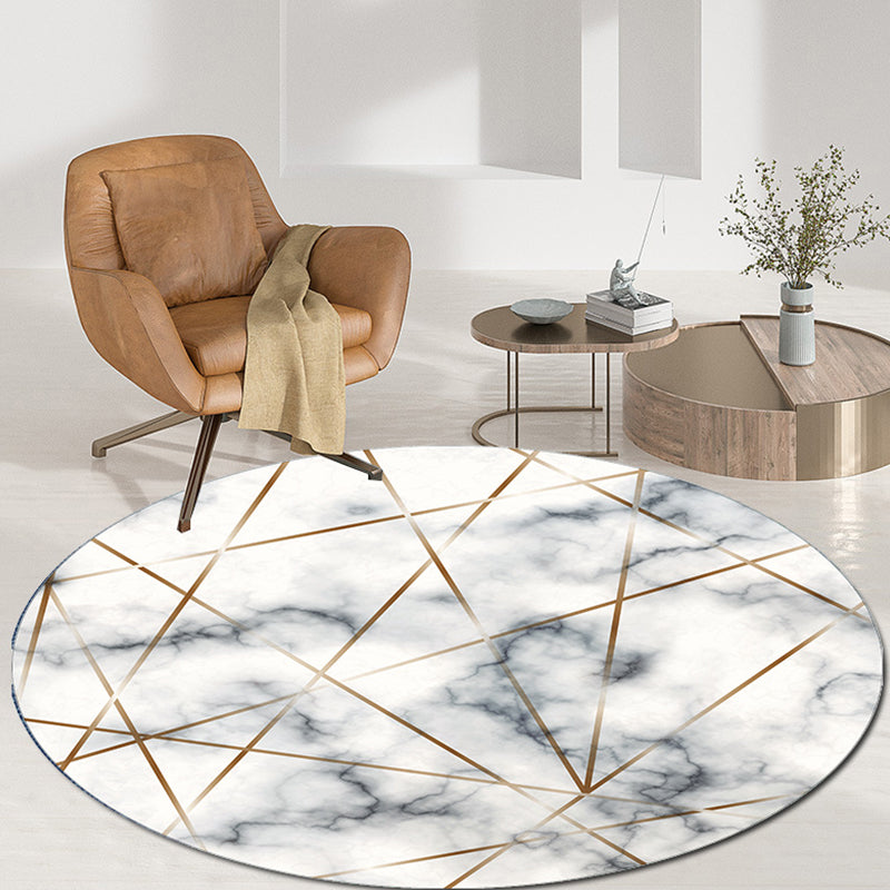 Abstract Printed Area Rug Polyster Non-Slip Backing Round Carpet Bedroom Modern Indoor Rug