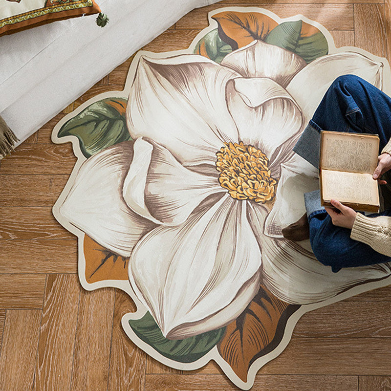 Novelty Lambswool Rug Contemporary Carpet Floral Print Living Room Stain Resistant Carpet