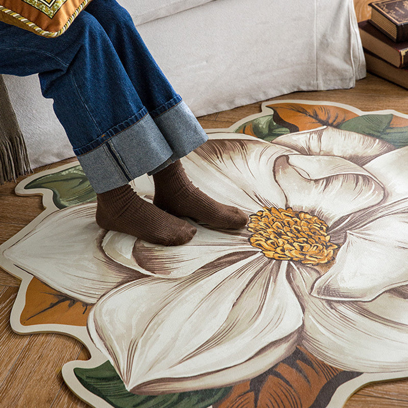 Novelty Lambswool Rug Contemporary Carpet Floral Print Living Room Stain Resistant Carpet