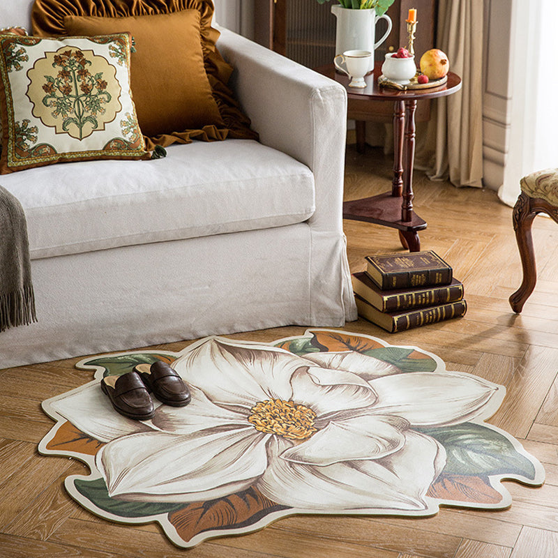 Novelty Lambswool Rug Contemporary Carpet Floral Print Living Room Stain Resistant Carpet