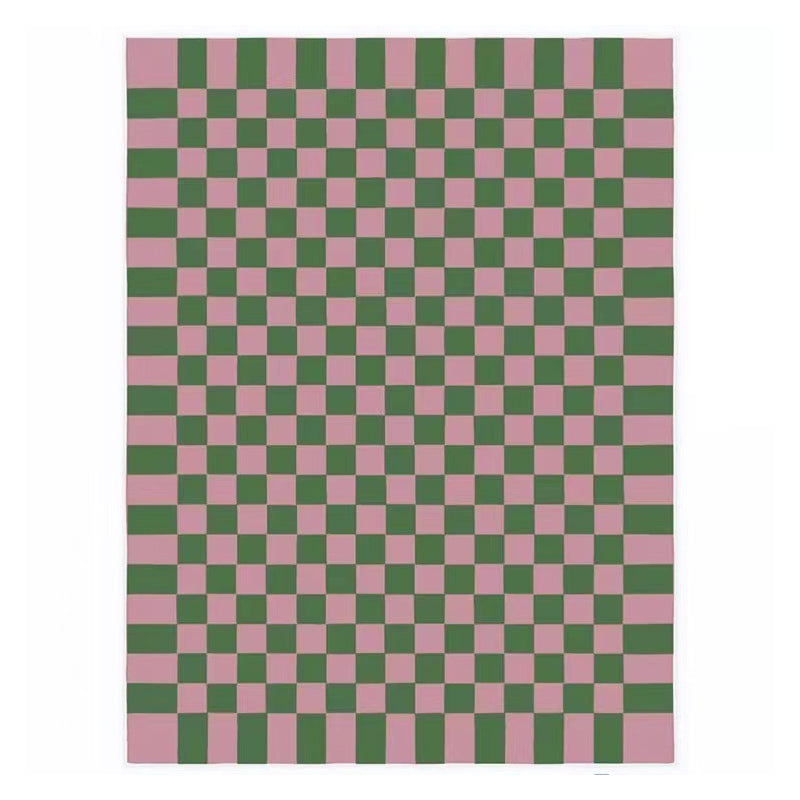 Brown Minimalist Area Rug Plaid Polyster Rug Non-Slip Backing Area Carpet for Bedroom