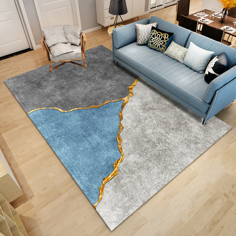 Modern Polyster Rug Abstract Print Rectangle Living Room Carpet Non-Slip Backing Area Rug