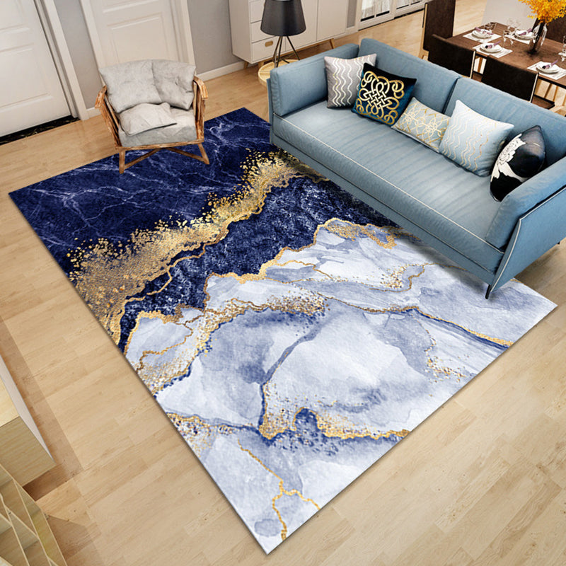 Modern Polyster Rug Abstract Print Rectangle Living Room Carpet Non-Slip Backing Area Rug