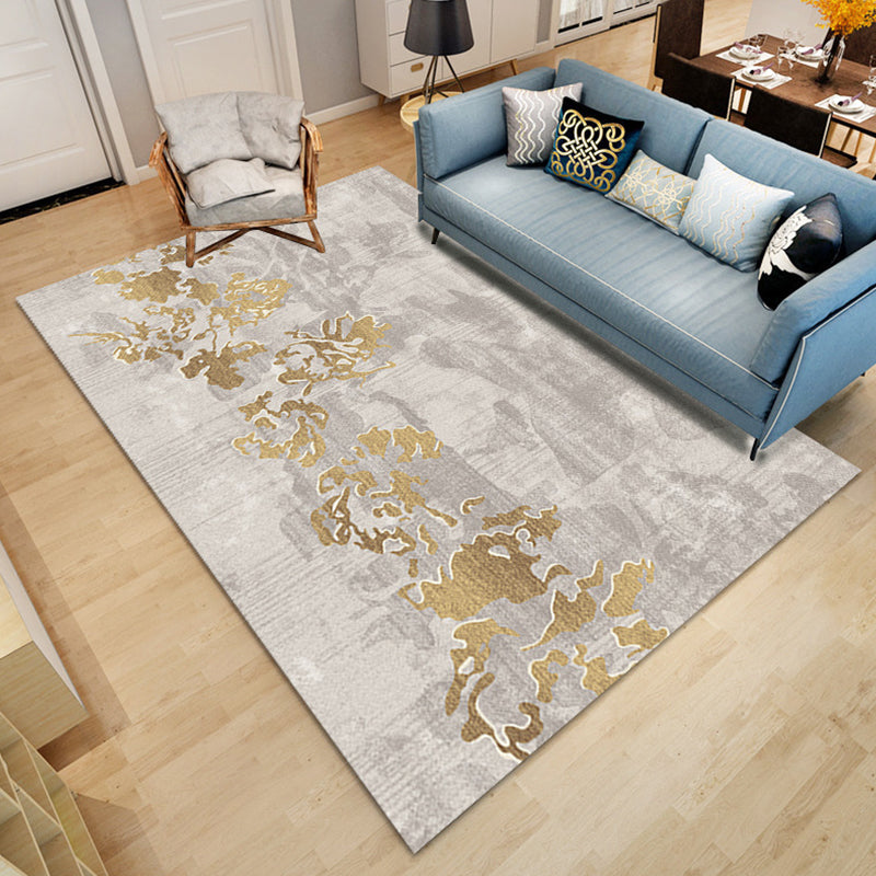 Modern Polyster Rug Abstract Print Rectangle Living Room Carpet Non-Slip Backing Area Rug