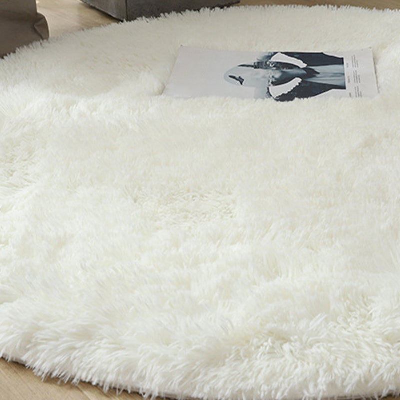 Minimalist Area Rug Solid Color Bedroom Carpet Shag Round Polyster Indoor Rug