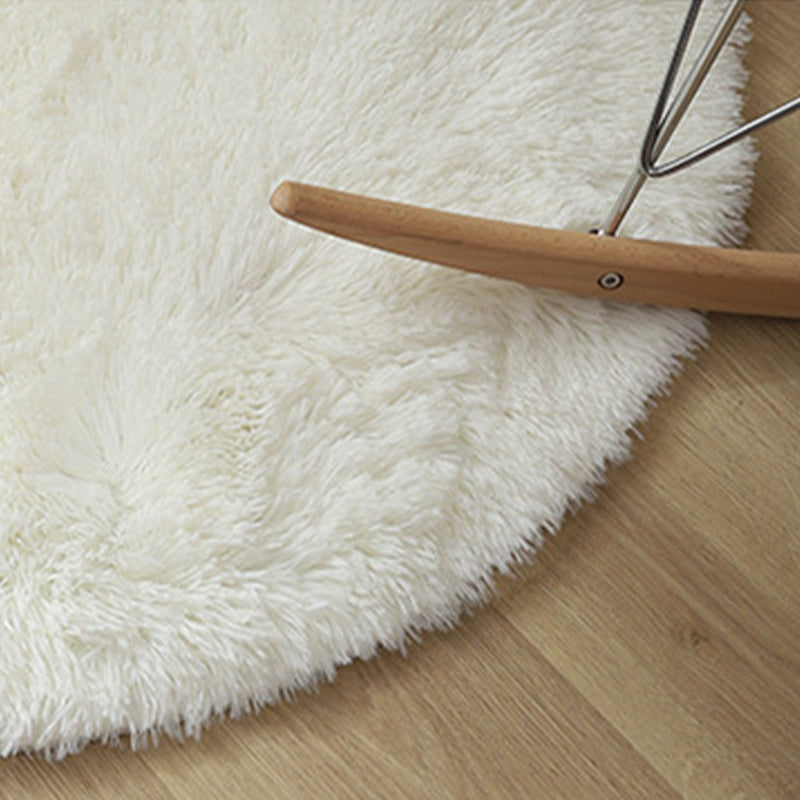 Minimalist Area Rug Solid Color Bedroom Carpet Shag Round Polyster Indoor Rug
