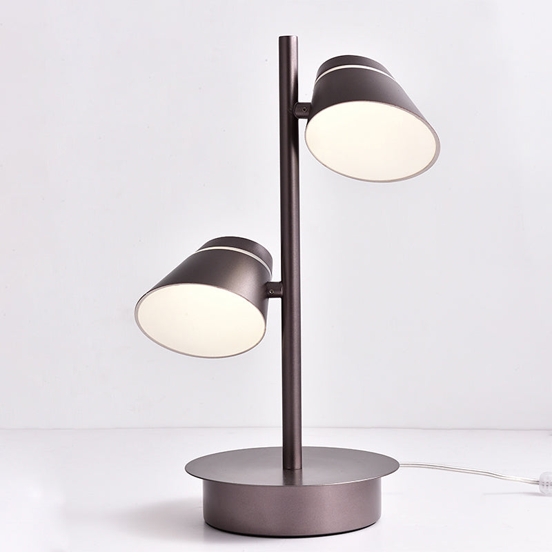 Swivelable Angled Cone Shade Night Lamp Modern Metal Single Bedside Table Lighting in Coffee