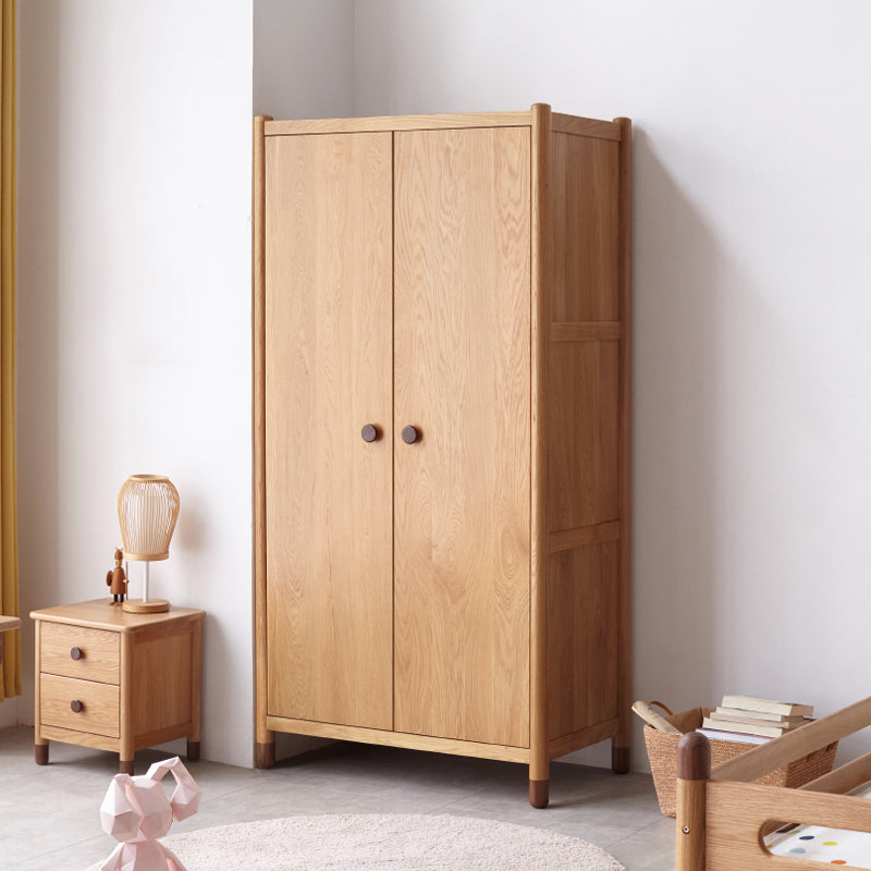 Light Wood Oak with Drawer with Garment Rod Shelved Door Youth Armoire