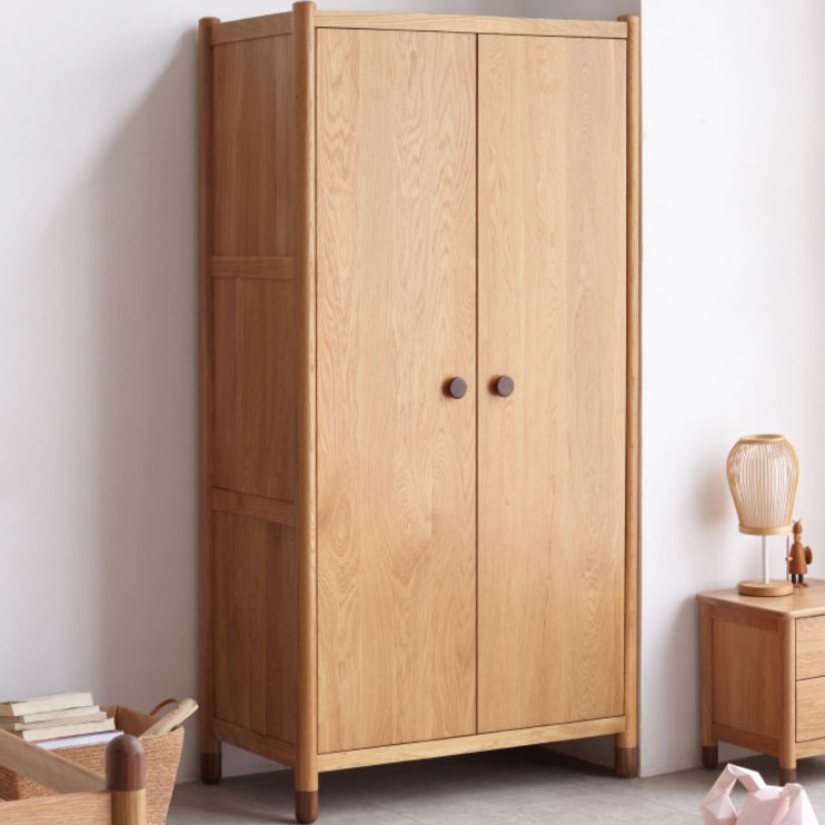 Light Wood Oak with Drawer with Garment Rod Shelved Door Youth Armoire