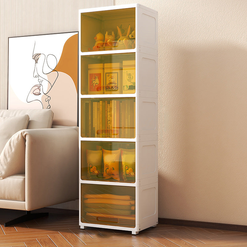 Contemporary Plastic Book Shelf with Closed Back Standard with Doors