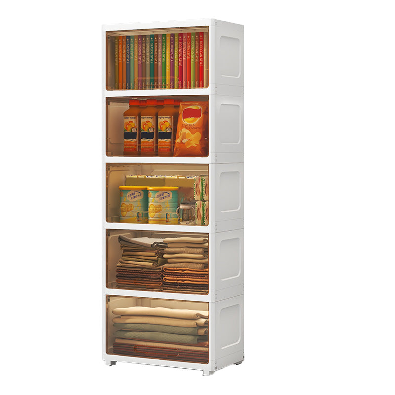 Contemporary Plastic Book Shelf with Closed Back Standard with Doors