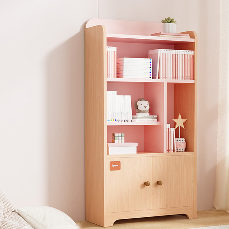 Contemporary Closed Back Book Shelf Solid Wood Cubby Storage Bookcase in Light Wood