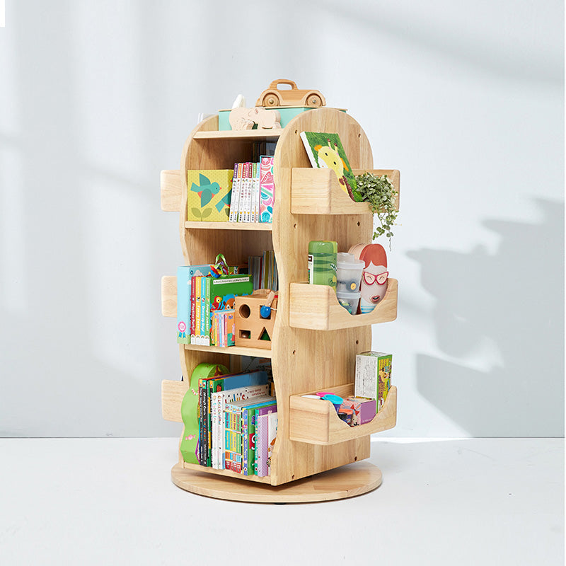 Light Solid Wood Book Shelf Freestanding Rotatable Book Display