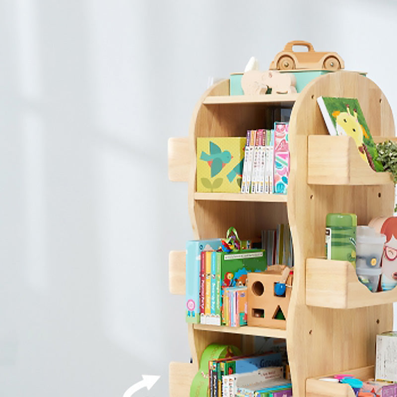 Light Solid Wood Book Shelf Freestanding Rotatable Book Display