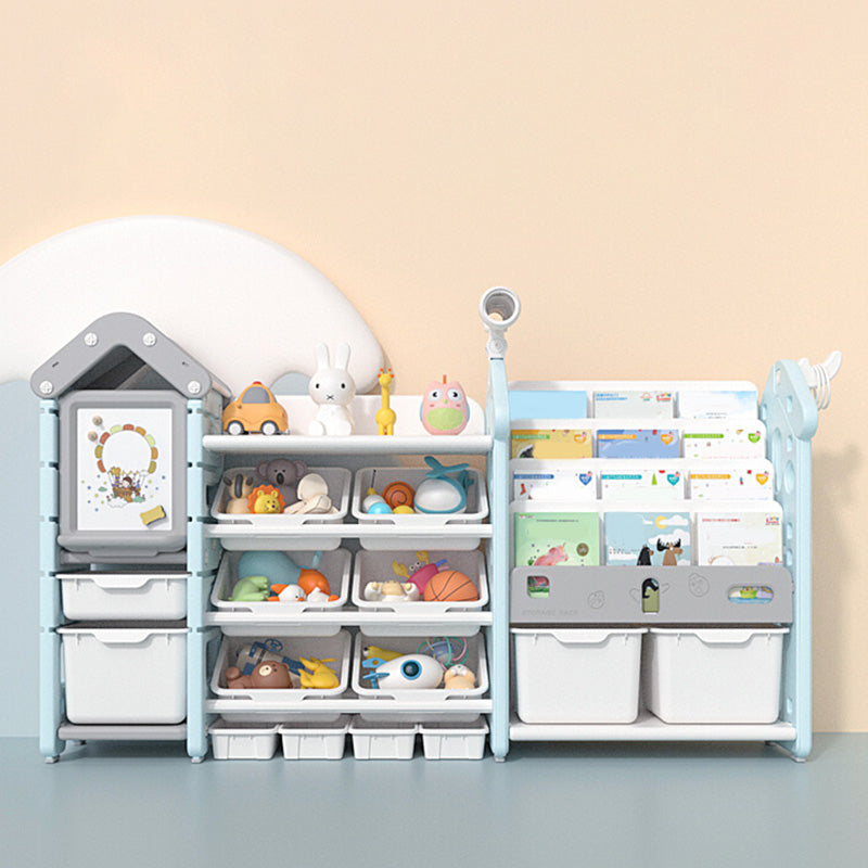 Modern Plastic Shelf Freestanding Book Display with Open Back Storage Organizer