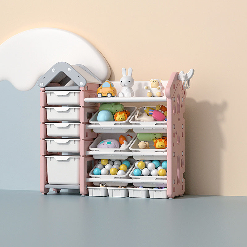 Modern Plastic Shelf Freestanding Book Display with Open Back Storage Organizer