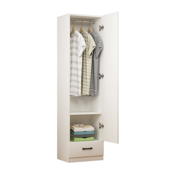 Manufactured Wood Kids Closet Contemporary White Armoire Cabinet with Garment Rod
