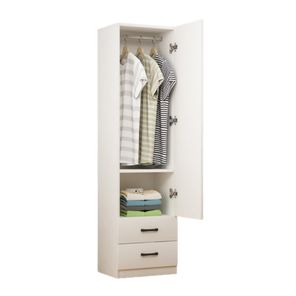 Manufactured Wood Kids Closet Contemporary White Armoire Cabinet with Garment Rod