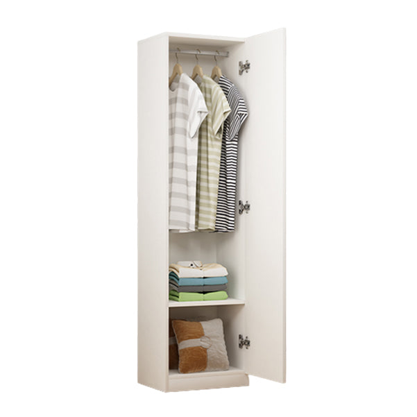 Manufactured Wood Kids Closet Contemporary White Armoire Cabinet with Garment Rod