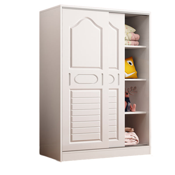 Manufactured Wood Kids Closet Contemporary White Armoire Cabinet with 1 Sliding Door