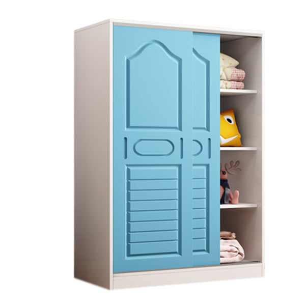 Manufactured Wood Kids Closet Contemporary White Armoire Cabinet with 1 Sliding Door