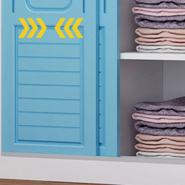 Manufactured Wood Kids Closet Contemporary White Armoire Cabinet with 1 Sliding Door