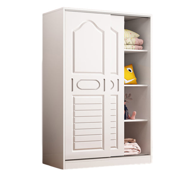 Manufactured Wood Kids Closet Contemporary White Armoire Cabinet with 1 Sliding Door