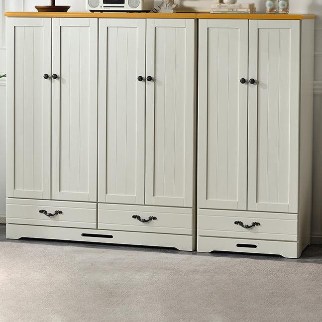 Solid Wood Kid's Wardrobe Contemporary Kids Closet with Lower Storage Drawers