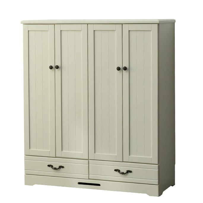 Solid Wood Kid's Wardrobe Contemporary Kids Closet with Lower Storage Drawers