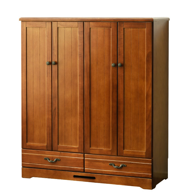 Solid Wood Kid's Wardrobe Contemporary Kids Closet with Lower Storage Drawers