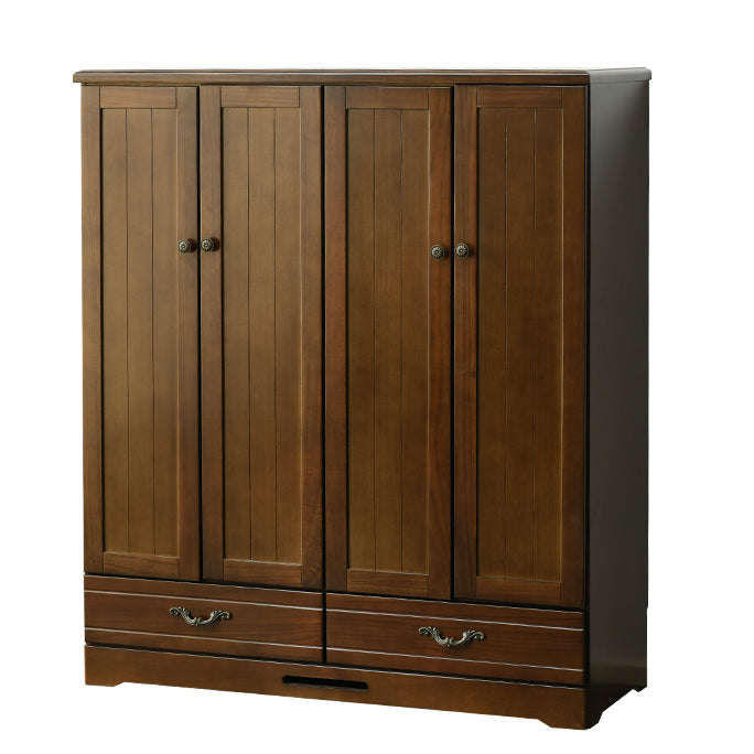 Solid Wood Kid's Wardrobe Contemporary Kids Closet with Lower Storage Drawers