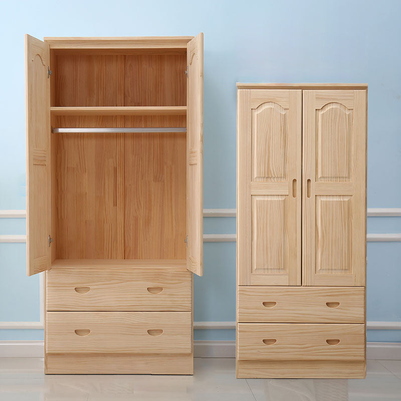 Pine Kid's Wardrobe Contemporary Kids Closet with Lower Storage Drawers
