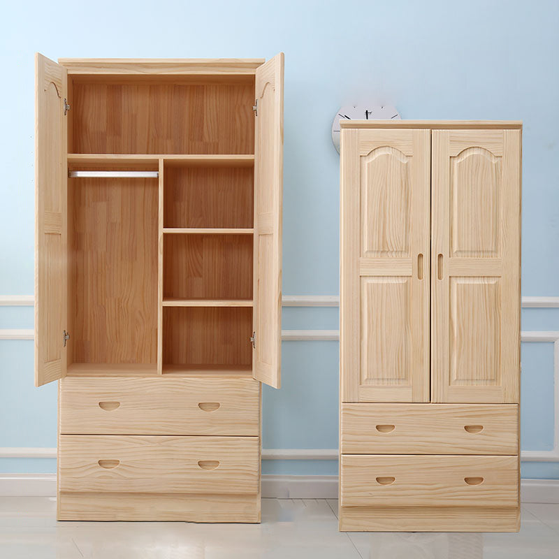 Pine Kid's Wardrobe Contemporary Kids Closet with Lower Storage Drawers