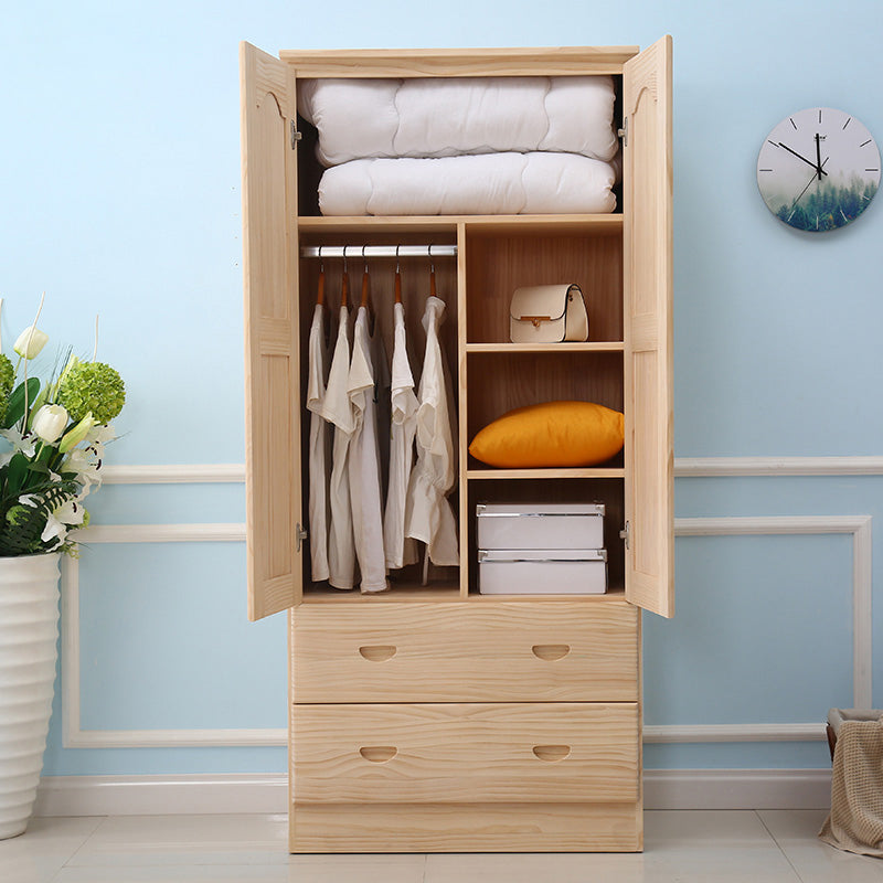 Pine Kid's Wardrobe Contemporary Kids Closet with Lower Storage Drawers