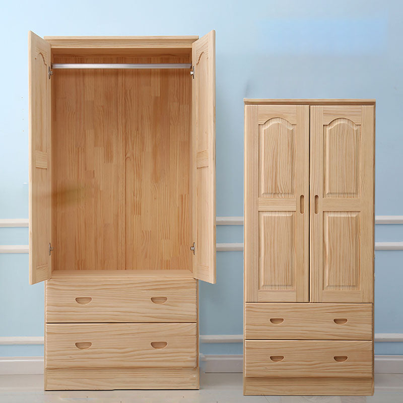 Pine Kid's Wardrobe Contemporary Kids Closet with Lower Storage Drawers