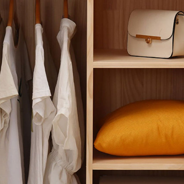 Pine Kid's Wardrobe Contemporary Kids Closet with Lower Storage Drawers