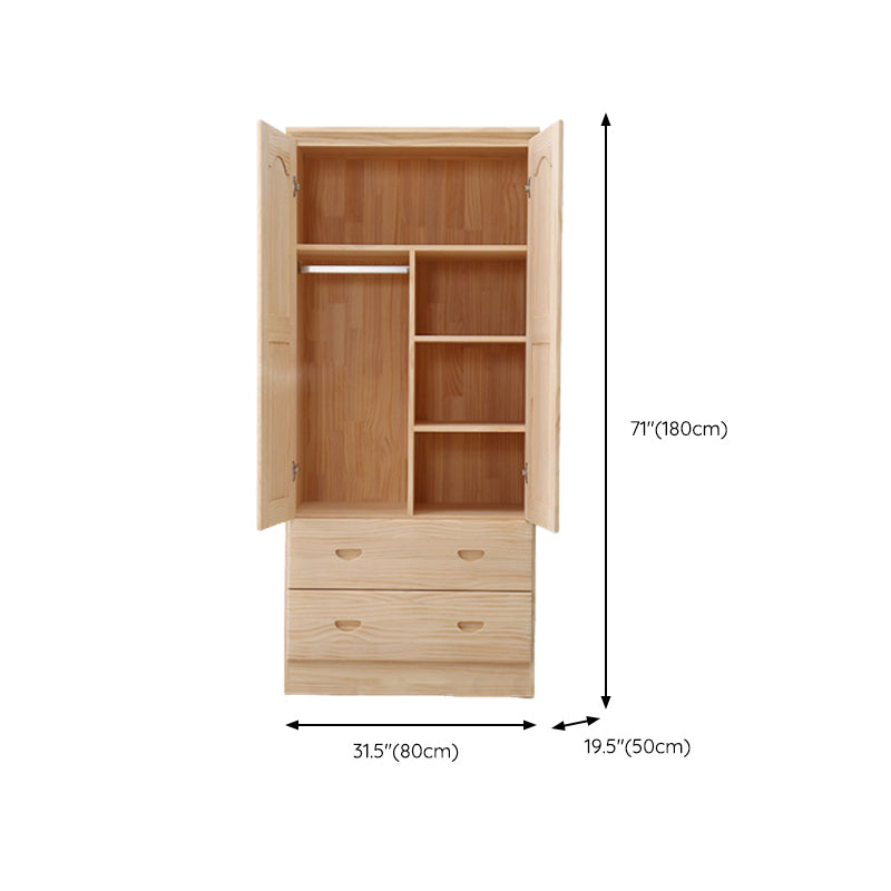 Pine Kid's Wardrobe Contemporary Kids Closet with Lower Storage Drawers