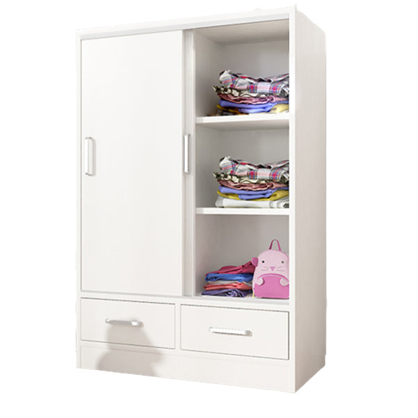 Manufactured Wood Kid's Wardrobe Contemporary White Kids Closet with Garment Rod