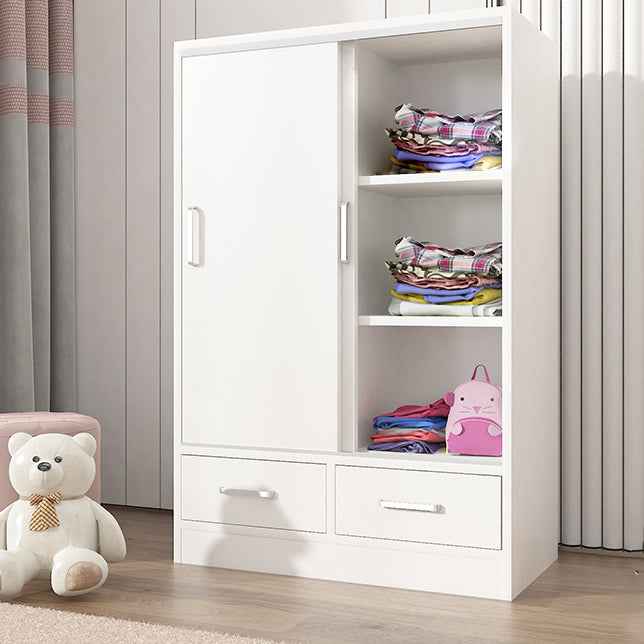 Manufactured Wood Kid's Wardrobe Contemporary White Kids Closet with Garment Rod