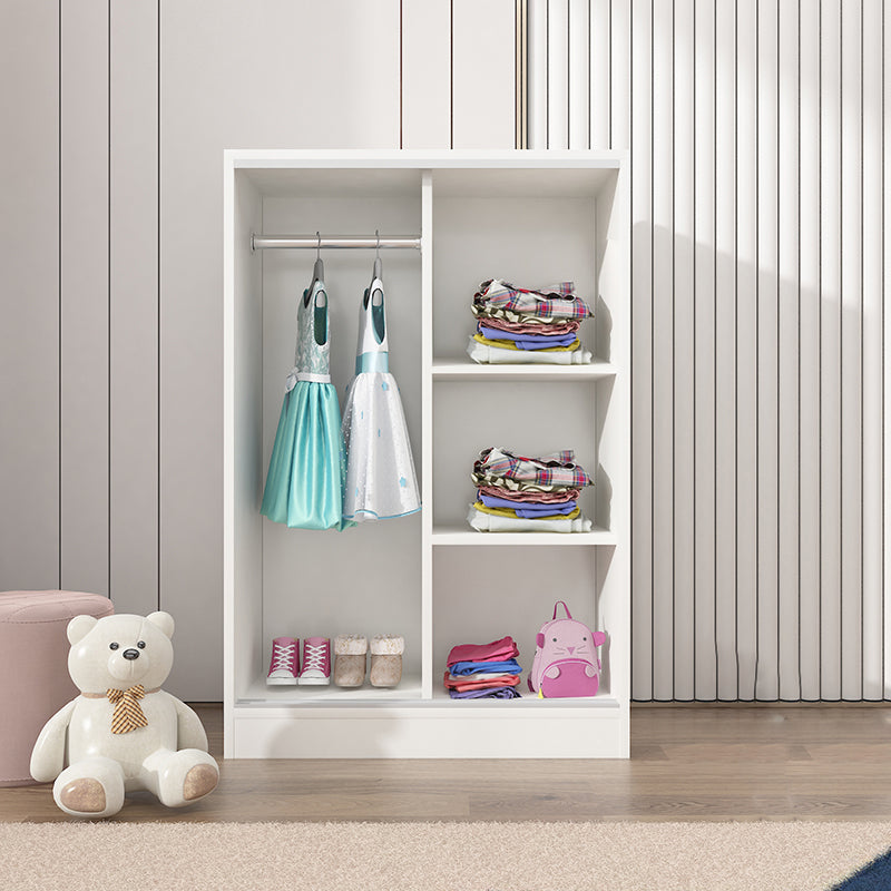 Manufactured Wood Kid's Wardrobe Contemporary White Kids Closet with Garment Rod