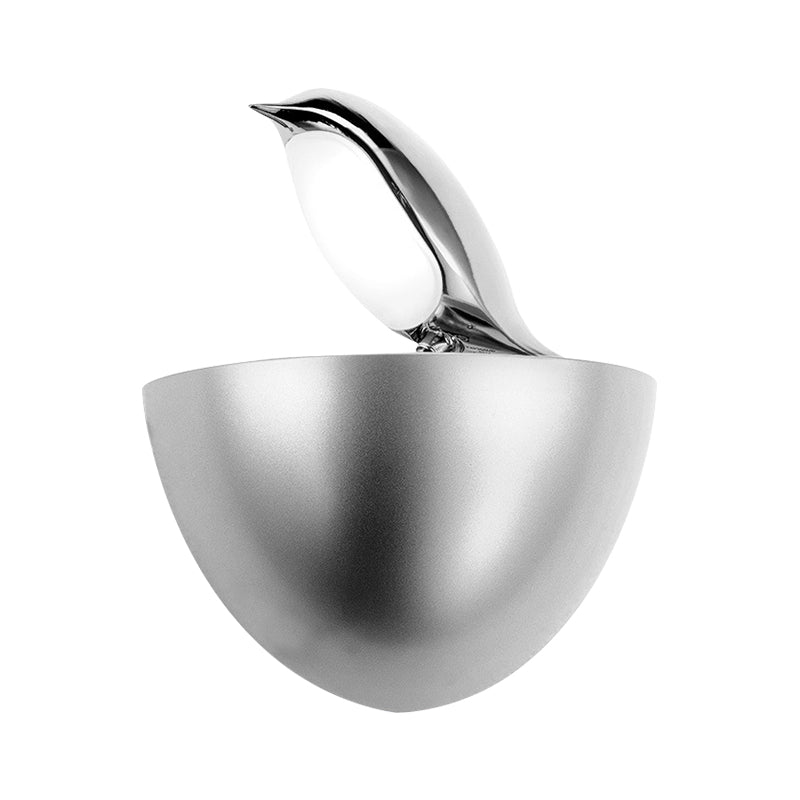 Silver/Gold Birdie Wall Lamp Kids Aluminum LED Sconce Light Fixture with Quarter Sphere Stand