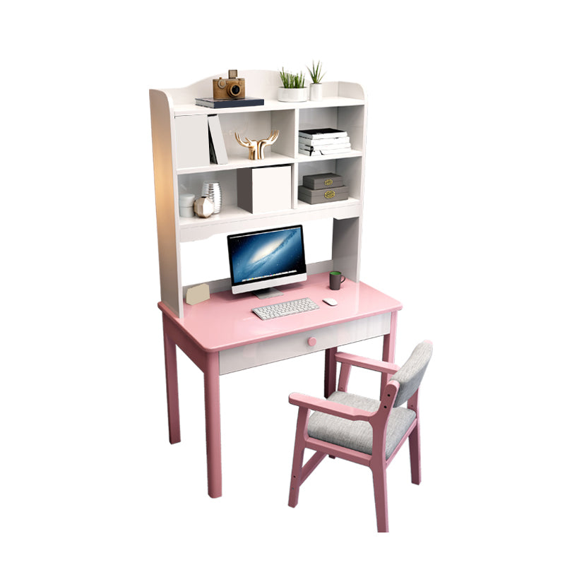 Solid Wood Contemporary Writing Desk with Hutch and a Storage Drawer