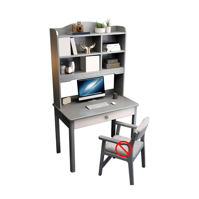 Solid Wood Contemporary Writing Desk with Hutch and a Storage Drawer