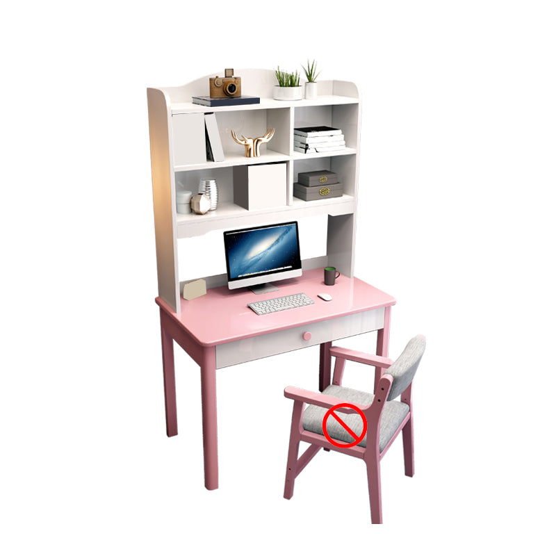 Solid Wood Contemporary Writing Desk with Hutch and a Storage Drawer