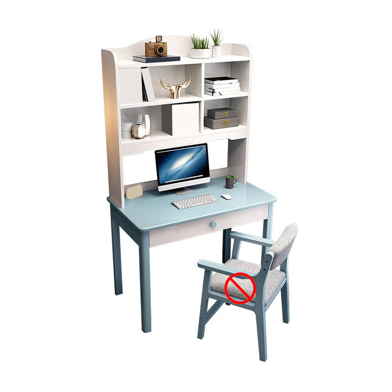 Solid Wood Contemporary Writing Desk with Hutch and a Storage Drawer