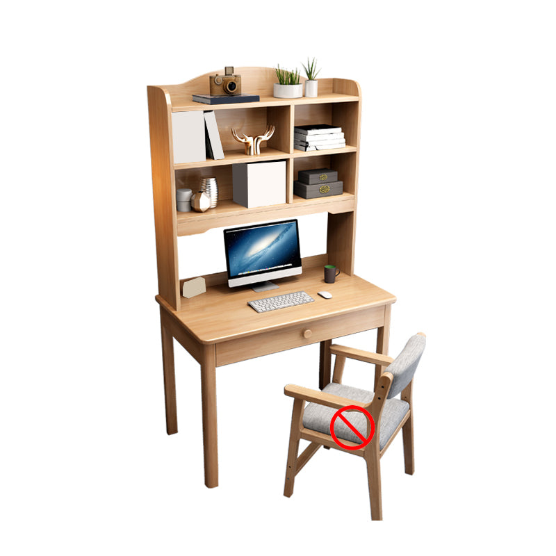 Solid Wood Contemporary Writing Desk with Hutch and a Storage Drawer