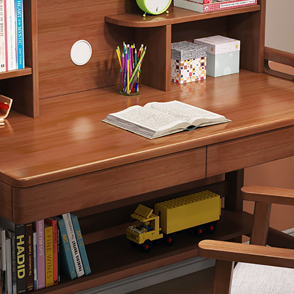 Solid Wood Kids Desk Writing Desk and Chair Set with Drawers Child Desk