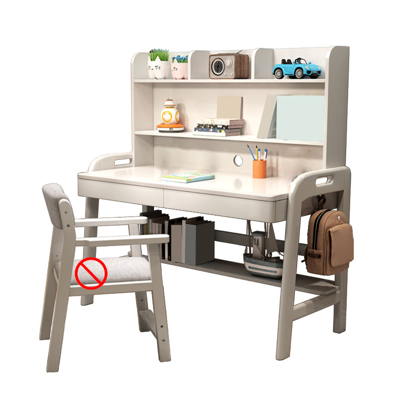 Contemporary Student Table with Side Storage Hook and Storage Drawes