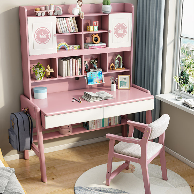 Contemporary Rubberwood Writing Desk with Side Storage Hook Writing Desk